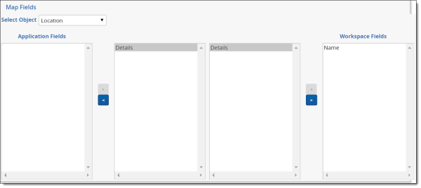 Map Fields section with Details fields mapped in application and target workspace