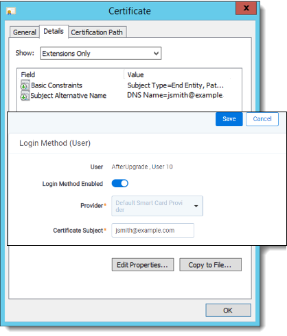 setting for smart card authentication