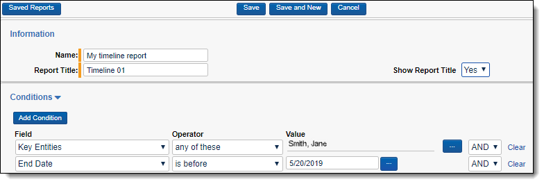 Create timeline report