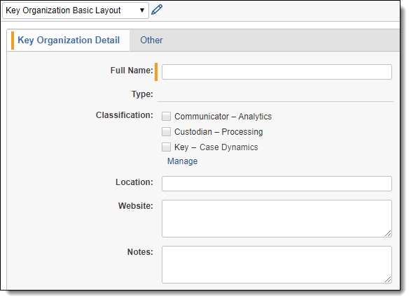 Key Organization Basic Layout