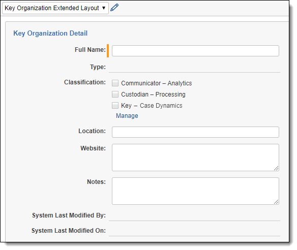 Key Organization Extended Layout