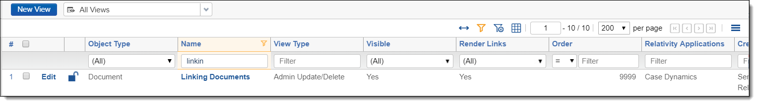 Linking documents view