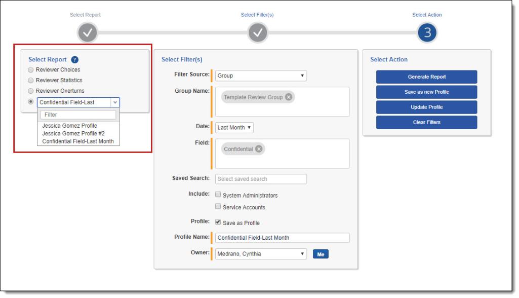 Accessing a saved profile