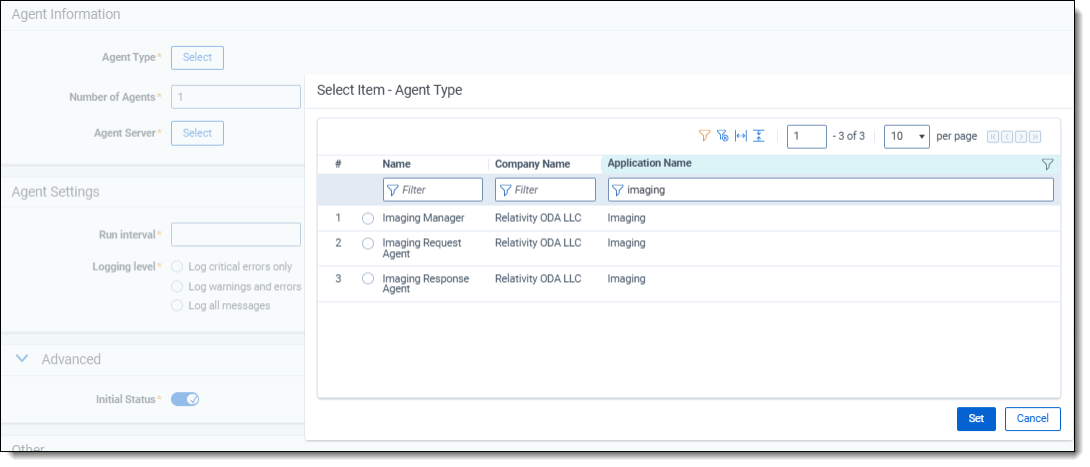 Select Agent Type