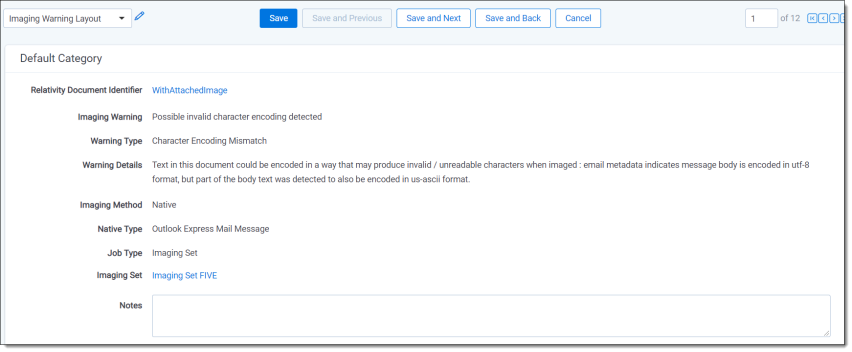 Imaging Warnings layout