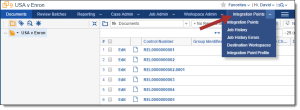 Integration Points tab in user interface