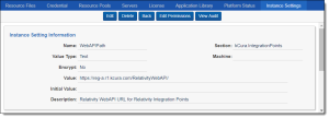 Instance setting information