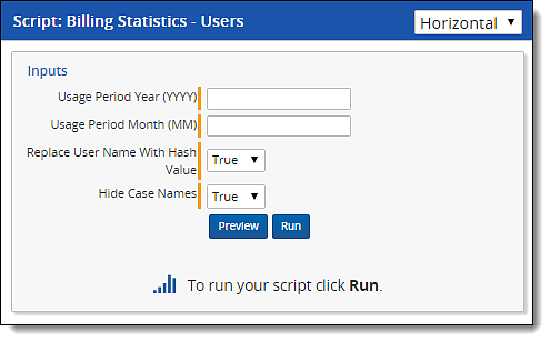 Billing statistics users window