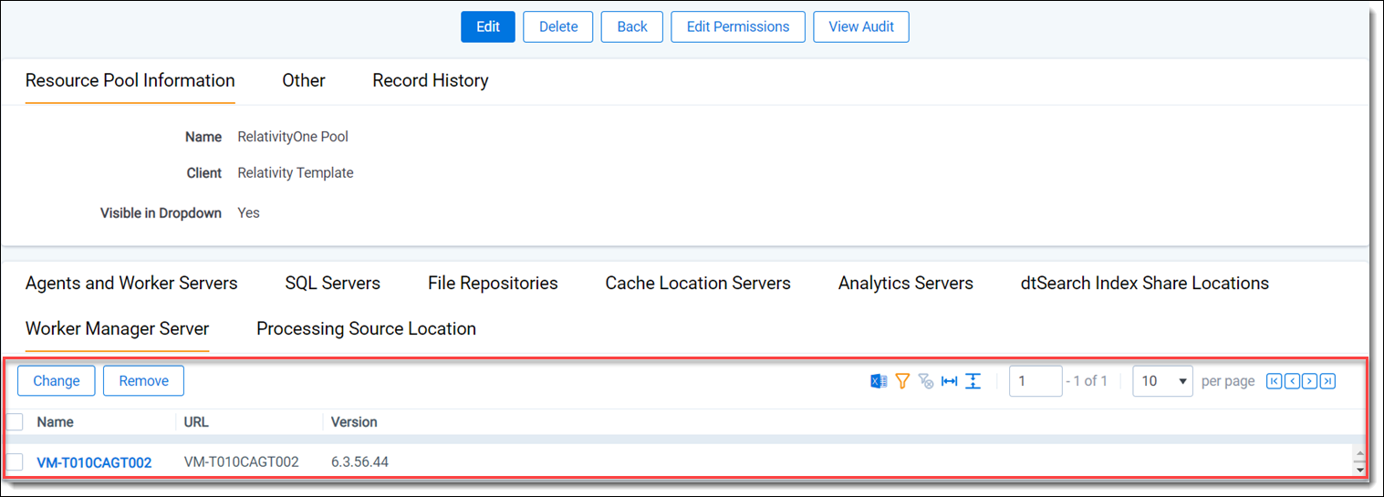 Worker manager server on resource pool