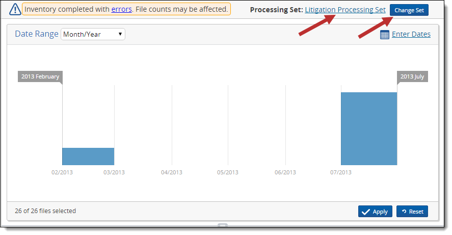 Change processing set button