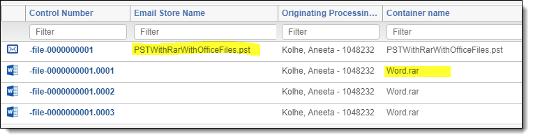 RAR/ZIP info in container name field