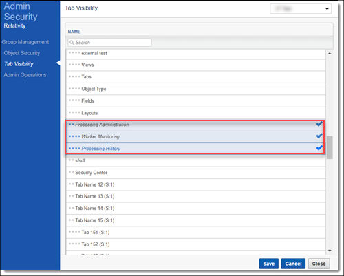 Admin security window for processing admin permissions