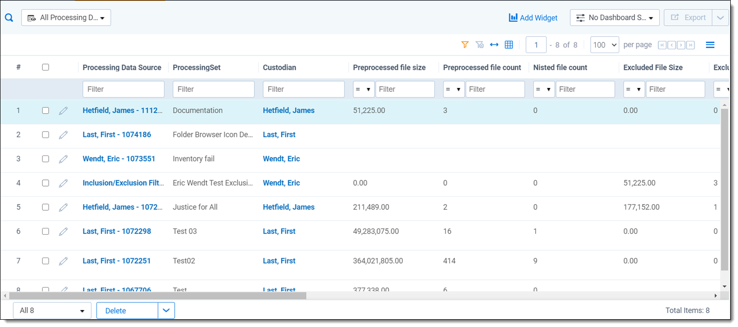 processing data sources window