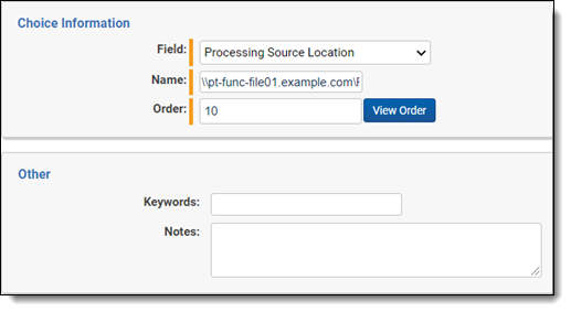 Choice information fields