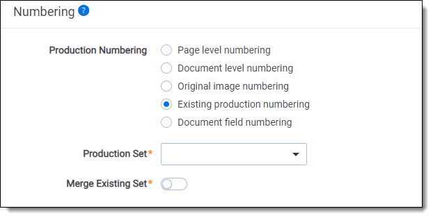 Existing production numbering