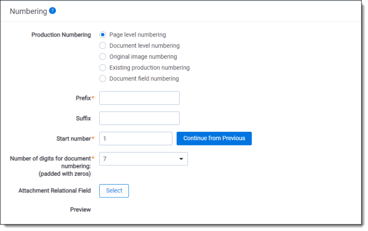 production page level numbering options