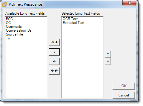 Text Precedence window