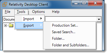 Export menu options in RDC