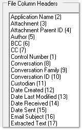 File Column Headers section 