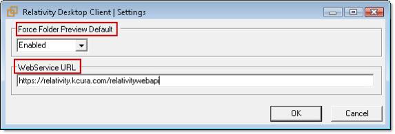 The WebService URL in RDC Settings