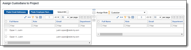 assign custodians select from list