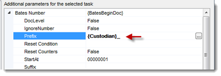 Additional parameters for selected fields