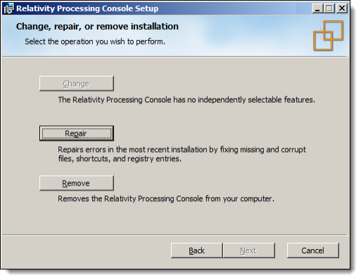 Repair or remove installation window