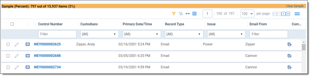 Sample summary bar