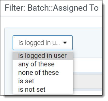 Select Batch criteria dialog