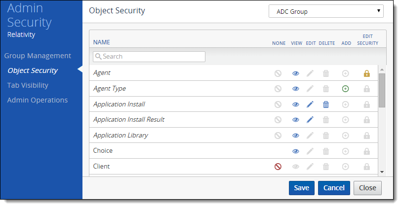 Admin object security