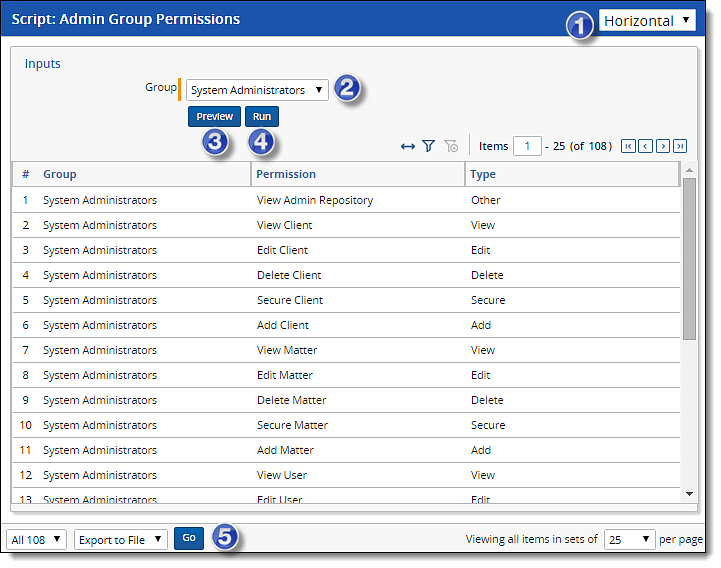 Admin group permission console