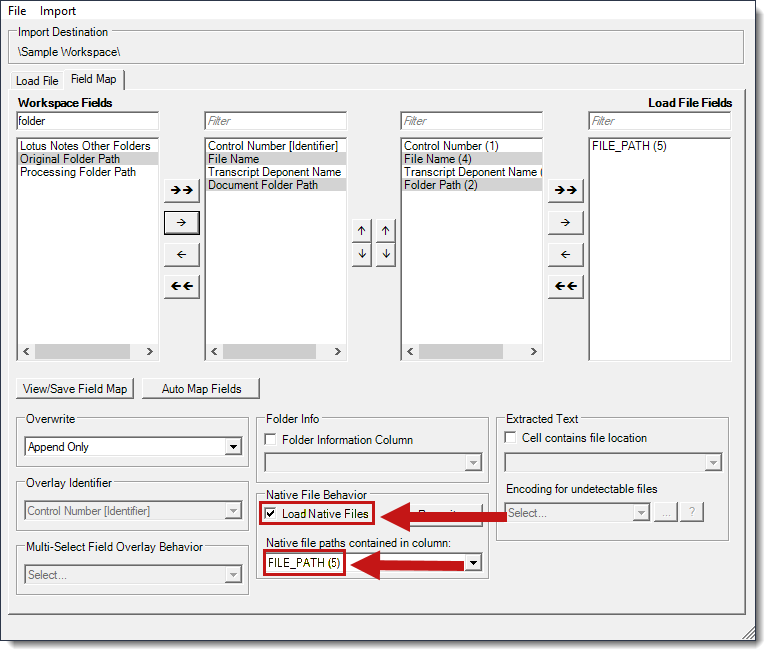 A load file in the RDC with the file path options highlighted.