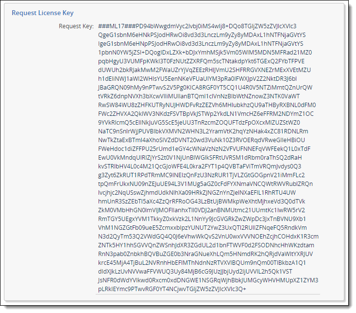 Licensing request key