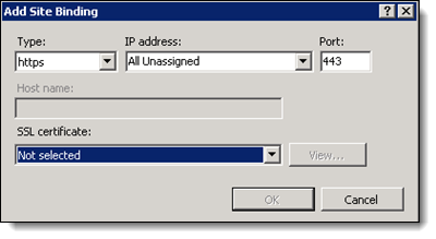 Add Site Bindings dialog