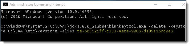 Delete keystore command