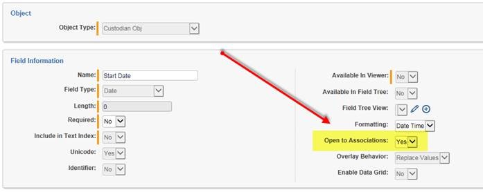 Open to Associations drop-down