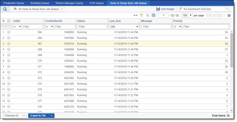 User and Group Sync Job Queue