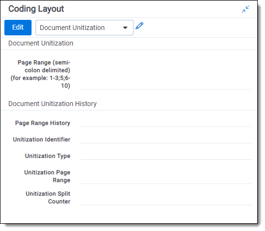 The Document Unitization layout displays.