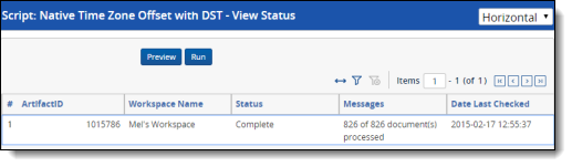 The Native Time Zone Offset script report with sample data.