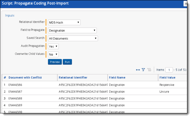 An example a script report that identifies coding variances for a field.