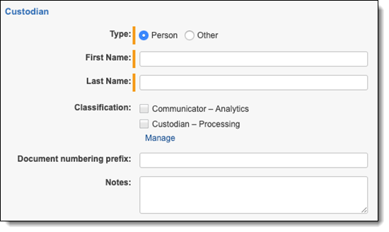 Classification field for a Custodian