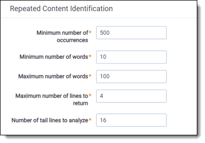 Repeated Content Identification fields