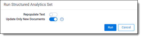 Options for running the stuctured analytics set