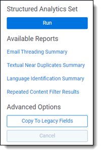 Structured analytics set console