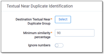 Textual Near Duplicate Identification fields