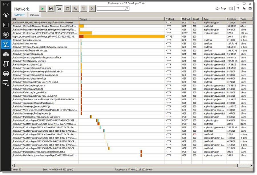 web performance output