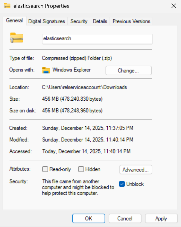 Unblock file screenshot