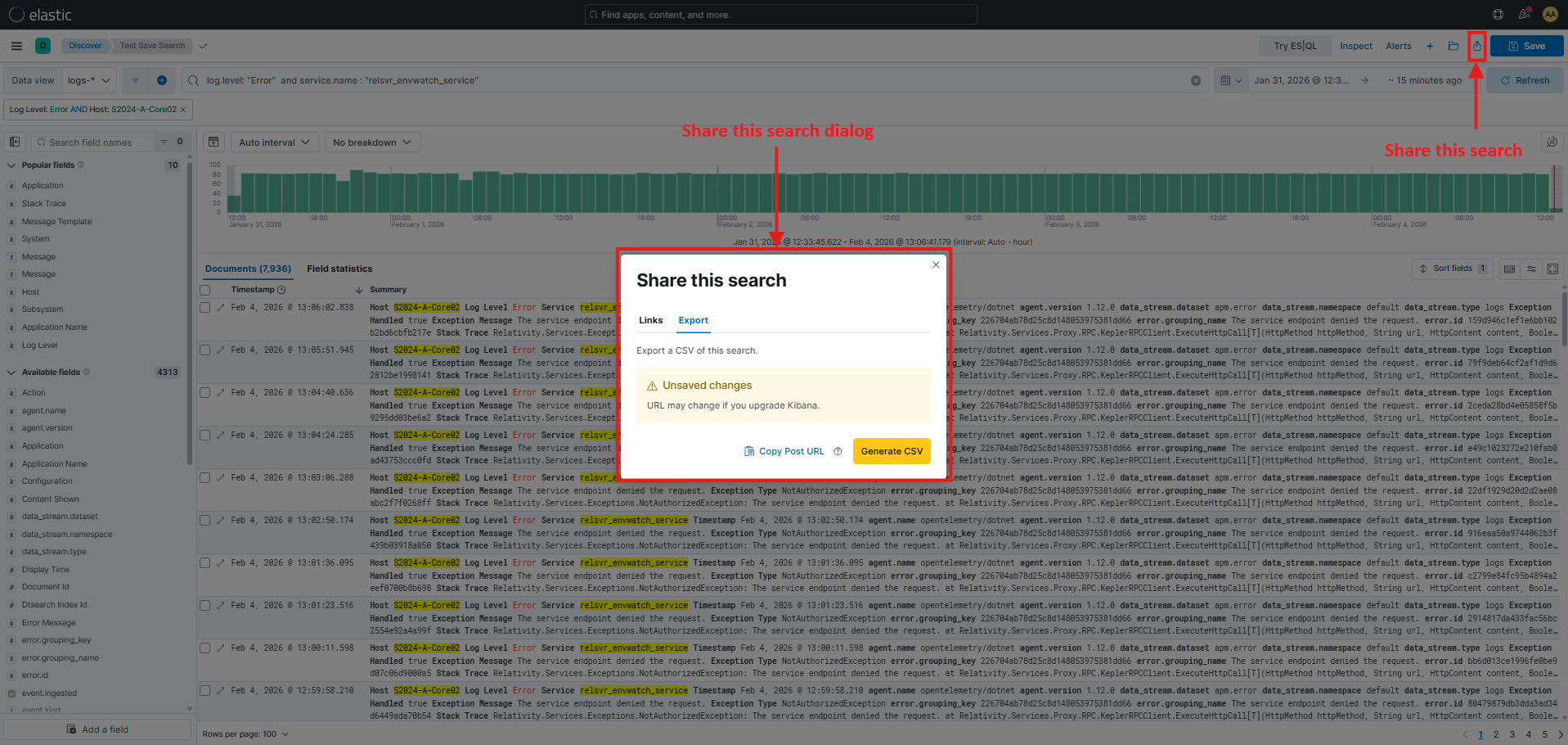 Share and Export Search