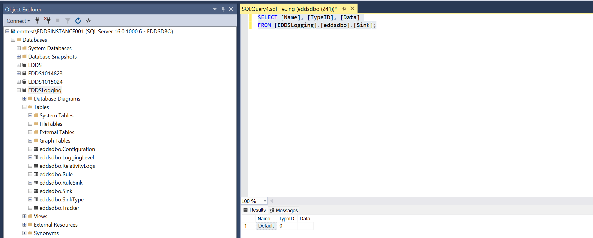 Sink Table Default Configuration
