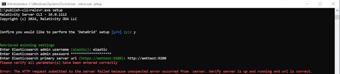 DataGrid Elasticsearch Credentials Error